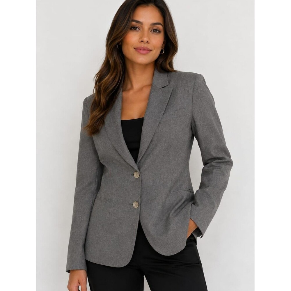 Kasper Grey Tailored Single-Breasted Blazer